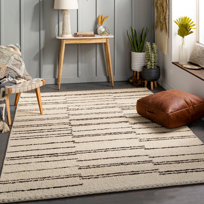 Machu Picchu MCU-1005 Rug by Surya in cream, dark brown, black. Made from 90% wool, 10% polyester in a unique style.