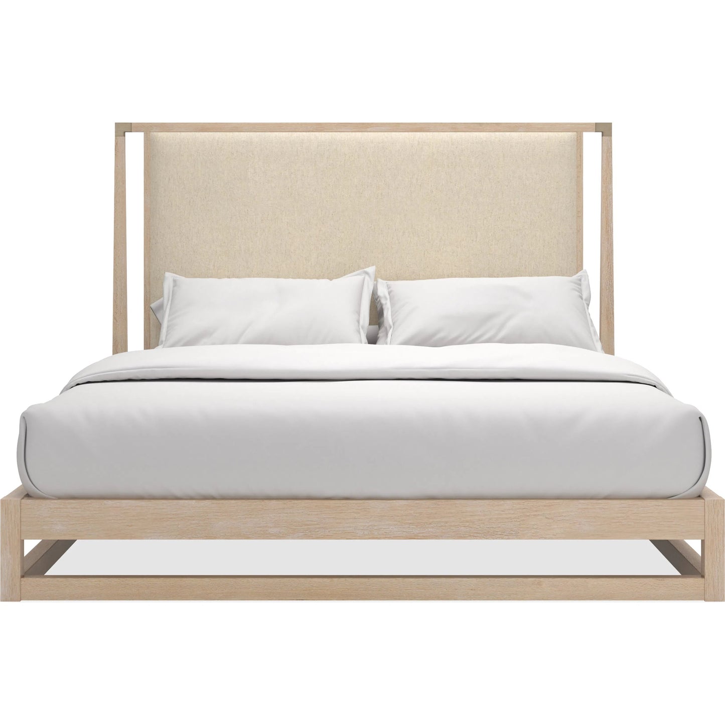 003 SI-2250550,SI-2250551 | Additional Silo | Pinstripe Upholstered  Bed by Caracole in sun drenched oak. Made from oak, quartersawn oak in a transitional style.