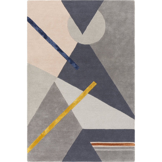 Mid Century Rug - 25247 by Surya in light slate, medium gray, gray, navy, rust. Made from 80% wool, 20% viscose in a unique style.