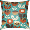 Bright Orange, Mustard, White, Dark Brown, Mint / 18" x 18"