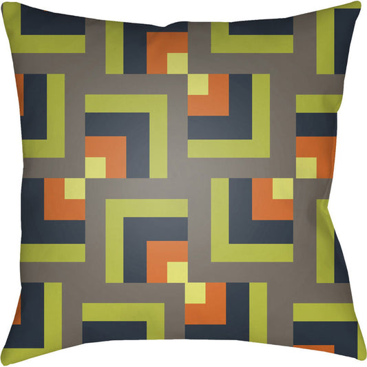 Moderne Indoor/Outdoor Pillow by Livabliss. Made from front: 100% polyester, back: 100% polyester in a modern style.