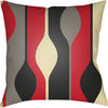 Bright Red, Medium Gray, Black, Butter, Coral / 18" x 18"