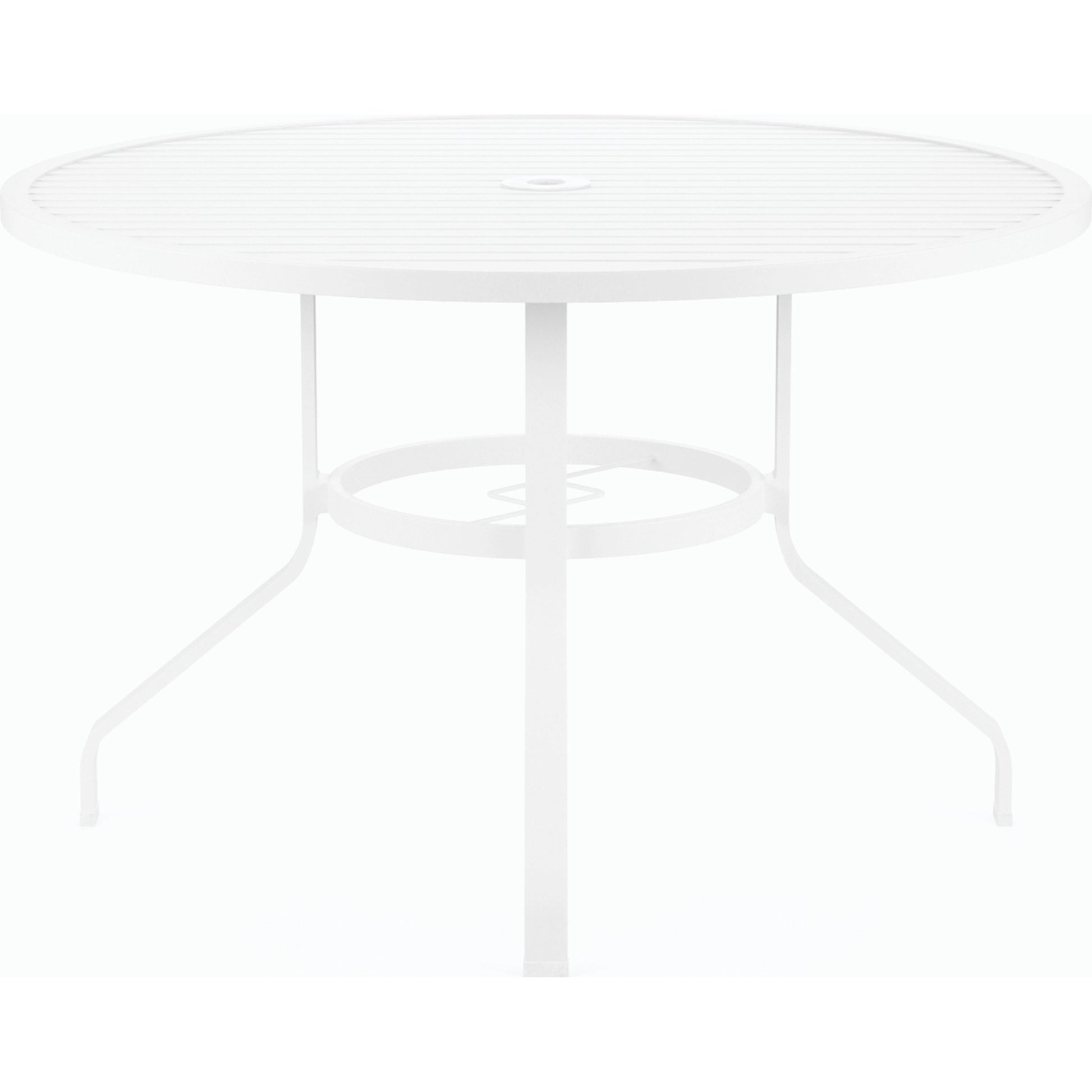 Bristol Outdoor 48" Round Dining Table by Sunset West in white. Made from aluminum in a modern style.