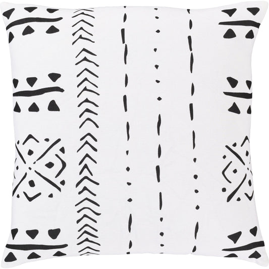 001 S-348148,S-348149 | Primary Silo | Mud Cloth Pillow - 23409 by Surya in white, black. Made from 100% cotton in a eclectic & global style.