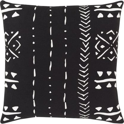 Mud Cloth Pillow - 23409 by Surya in white, black. Made from 100% cotton in a eclectic & global style.