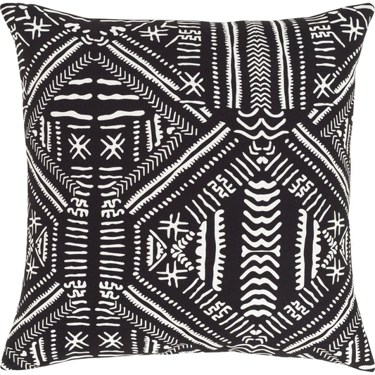 Mud Cloth Pillow 2 by Surya in black, white. Made from unique in a eclectic & global style.