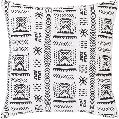 Mud Cloth Pillow 3 by Surya in white, black. Made from unique in a eclectic & global style.