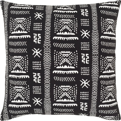 Mud Cloth Pillow 3 by Surya in white, black. Made from unique in a eclectic & global style.