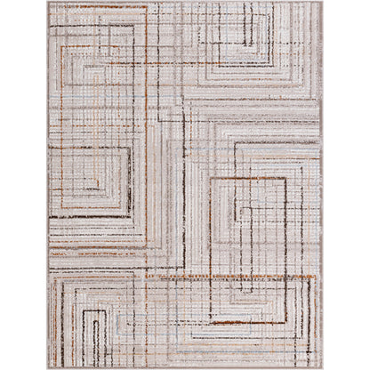 Mood Rug - 500064 by Livabliss in taupe, white, dark brown, medium brown, mustard, denim. Made from face: 70% polypropylene, 30% polyester, warp: 100% polyester in a unique style.