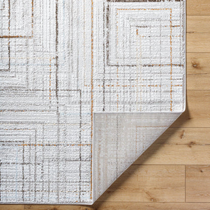 Mood Rug - 500064 by Livabliss in taupe, white, dark brown, medium brown, mustard, denim. Made from face: 70% polypropylene, 30% polyester, warp: 100% polyester in a unique style.