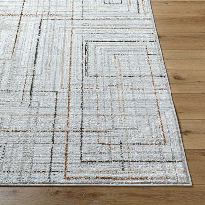 Mood Rug - 500064 by Livabliss in taupe, white, dark brown, medium brown, mustard, denim. Made from face: 70% polypropylene, 30% polyester, warp: 100% polyester in a unique style.