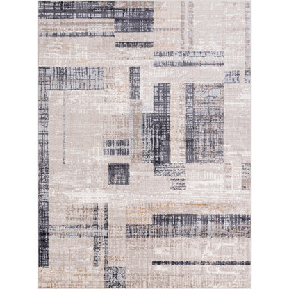 Mood Rug - 500072 by Livabliss in taupe, white, dark brown, medium brown, mustard, denim. Made from face: 70% polypropylene, 30% polyester, warp: 100% polyester in a unique style.