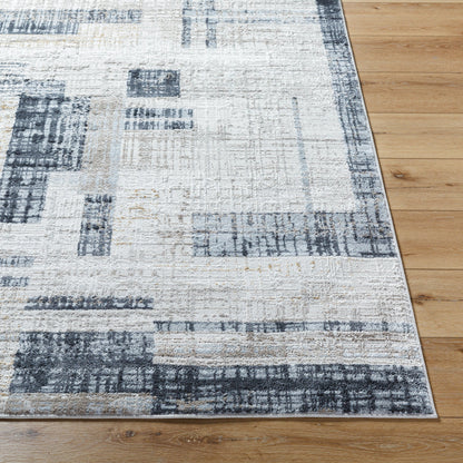 Mood Rug - 500072 by Livabliss in taupe, white, dark brown, medium brown, mustard, denim. Made from face: 70% polypropylene, 30% polyester, warp: 100% polyester in a unique style.