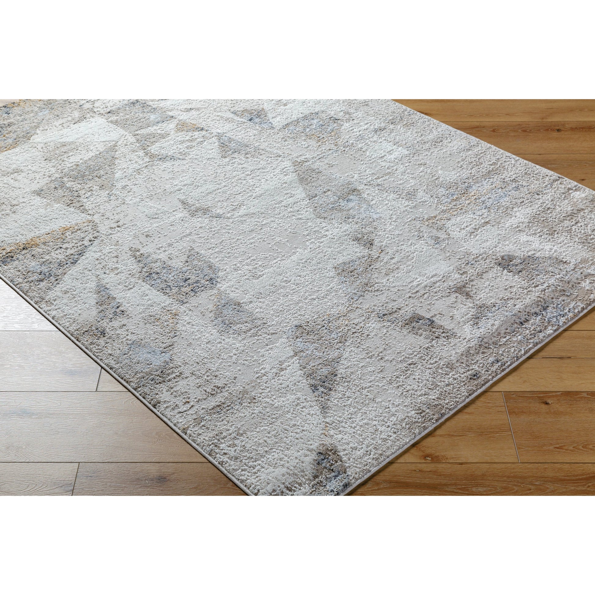 Mood Rug - 500076 by Livabliss in taupe, white, light gray, light brown, charcoal, mustard. Made from face: 70% polypropylene, 30% polyester, warp: 100% polyester in a unique style.