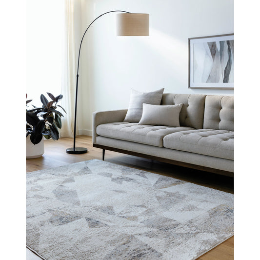 Mood Rug - 500076 by Livabliss in taupe, white, light gray, light brown, charcoal, mustard. Made from face: 70% polypropylene, 30% polyester, warp: 100% polyester in a unique style.