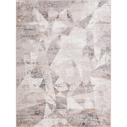 Mood Rug - 500076 by Livabliss in taupe, white, light gray, light brown, charcoal, mustard. Made from face: 70% polypropylene, 30% polyester, warp: 100% polyester in a unique style.