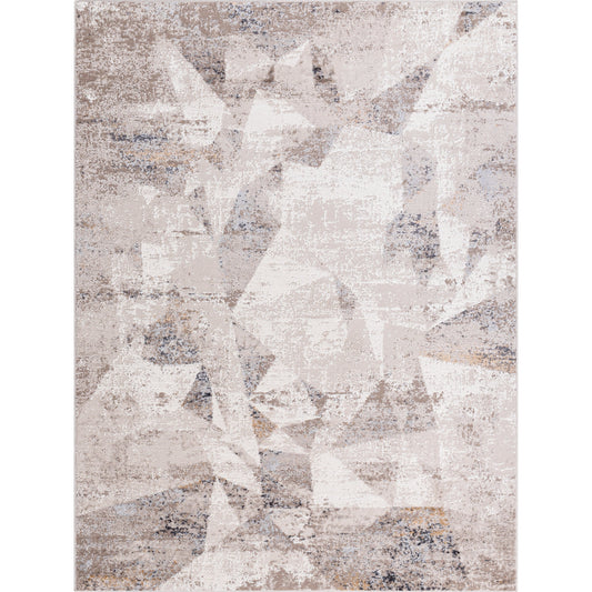 Mood Rug - 500076 by Livabliss in taupe, white, light gray, light brown, charcoal, mustard. Made from face: 70% polypropylene, 30% polyester, warp: 100% polyester in a unique style.