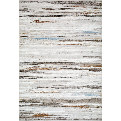 Mood Rug - 524948 by Livabliss in taupe, white, charcoal, light gray, mustard, light brown. Made from face: 70% polypropylene, 30% polyester, warp: 100% cotton in a unique style.