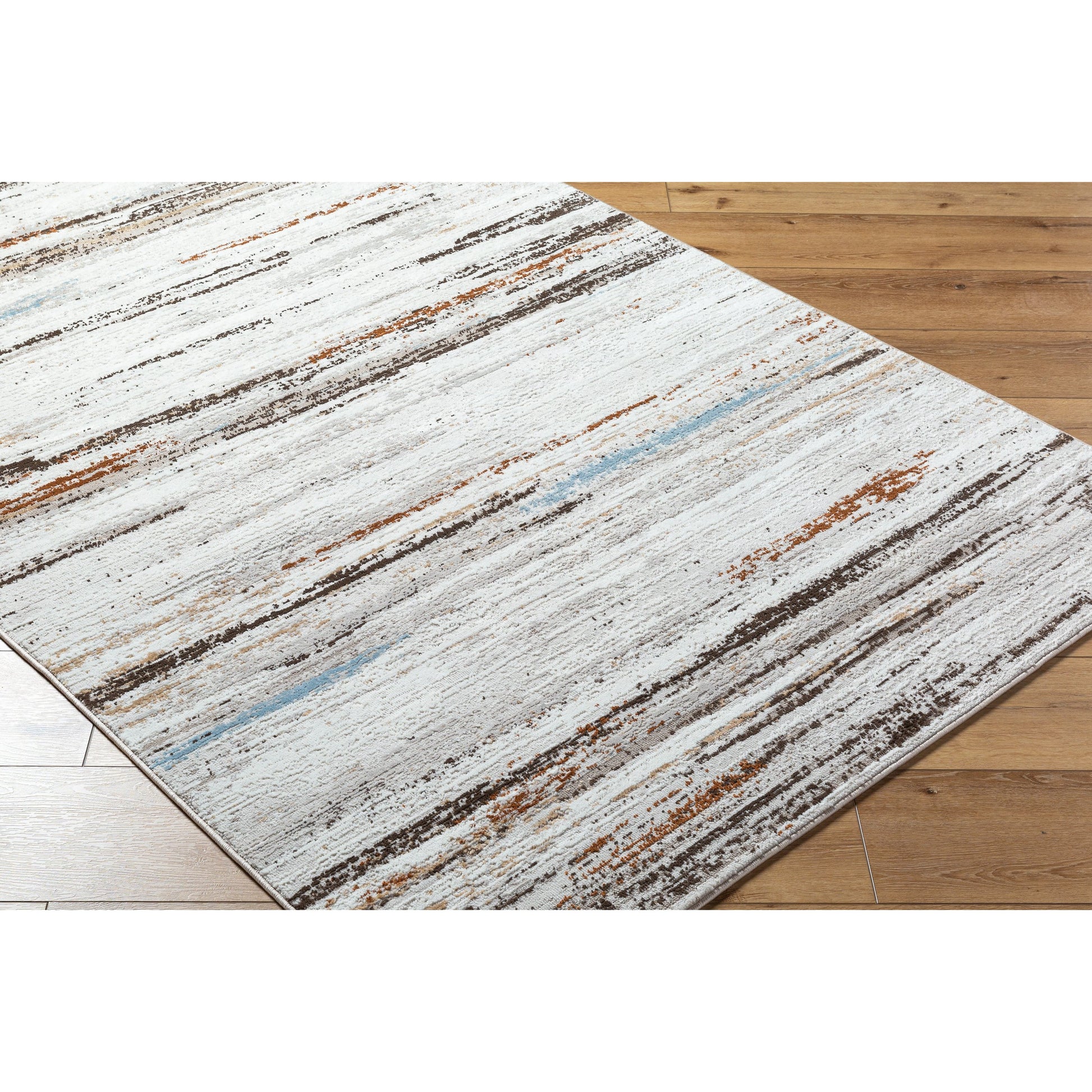 Mood Rug - 524948 by Livabliss in taupe, white, charcoal, light gray, mustard, light brown. Made from face: 70% polypropylene, 30% polyester, warp: 100% cotton in a unique style.