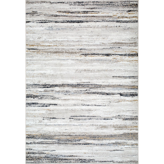 Mood Rug - 524948 by Livabliss in taupe, white, charcoal, light gray, mustard, light brown. Made from face: 70% polypropylene, 30% polyester, warp: 100% cotton in a unique style.