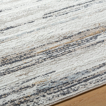 Mood Rug - 524948 by Livabliss in taupe, white, charcoal, light gray, mustard, light brown. Made from face: 70% polypropylene, 30% polyester, warp: 100% cotton in a unique style.