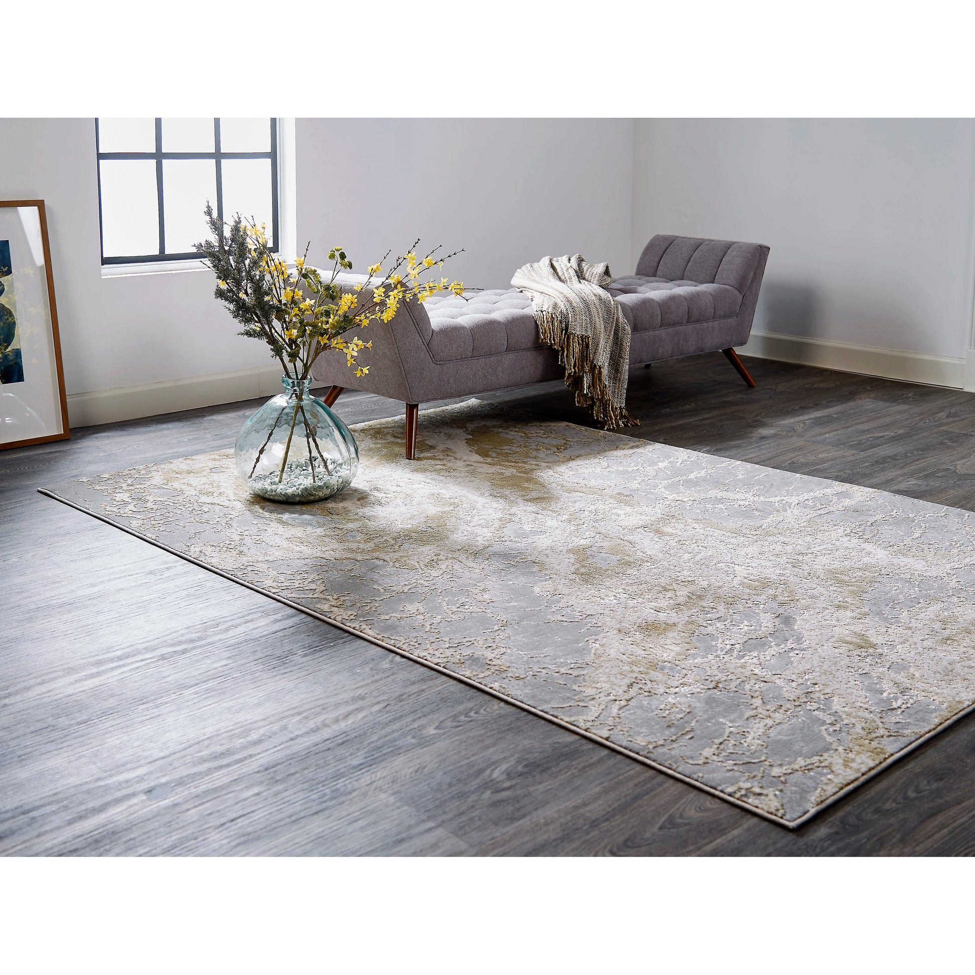 Aura Rug - 3563F by Feizy in ivory, silver, gold. Made from polyester, polypropylene in a unique style.