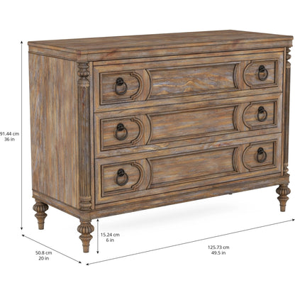 Architrave Bachelors Chest by A.R.T. Furniture in almond. Made from pine solids and veneer, metal in a traditional style.