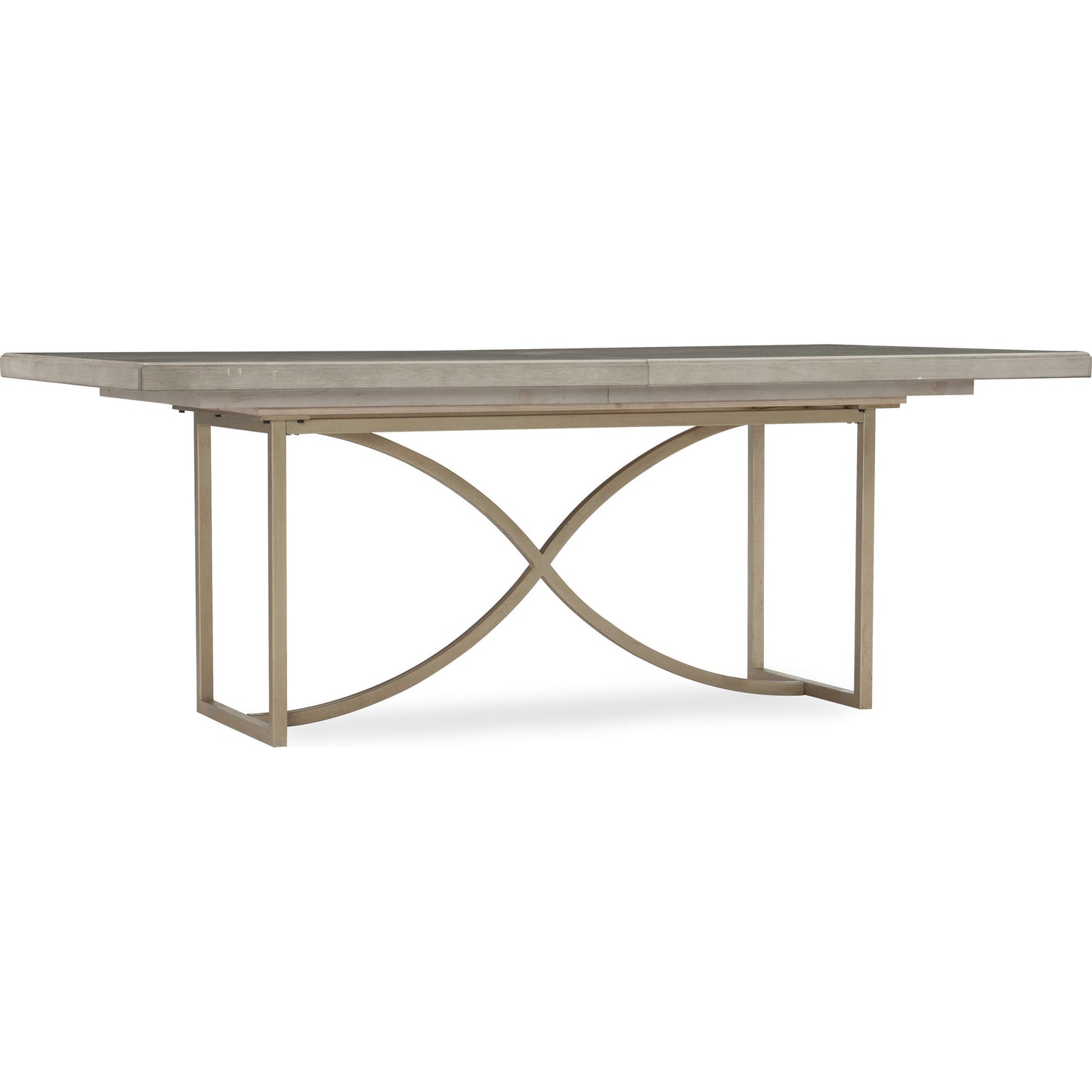 001 SI-1748838 | Primary Silo | Elixir Dining Table by Hooker Furniture in greige. Made from basswood walnut veneers with metal in a modern style.