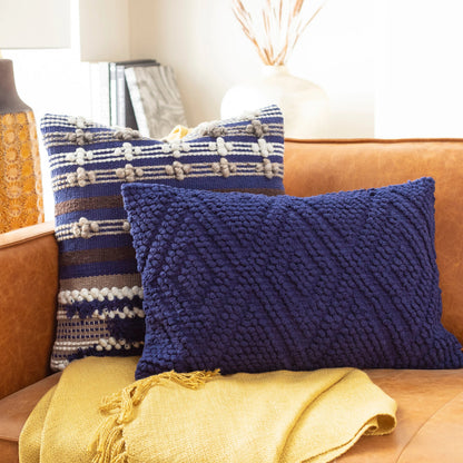 Merdo Pillow - 9810 by Livabliss in navy. Made from 100% cotton in a eclectic & global style.