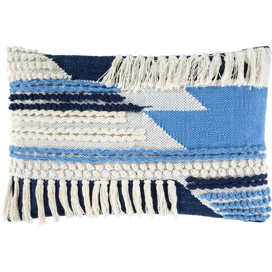 Merdo Pillow - 19792 by Surya in sky blue, navy, white. Made from 100% cotton in a rustic style.