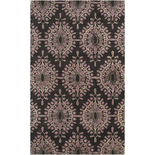 Moderne Rug - 1468 by Surya in black, mauve, beige. Made from 100% new zealand wool, viscose in a unique style.