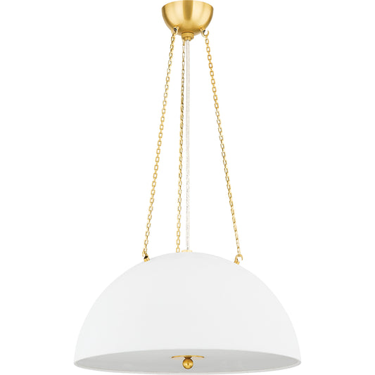 Chiswick 3 Light Pendant by Hudson Valley in aged brass. Made from steel in a modern style.