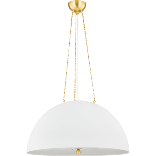 Chiswick 4 Light Pendant by Hudson Valley in aged brass. Made from steel in a modern style.