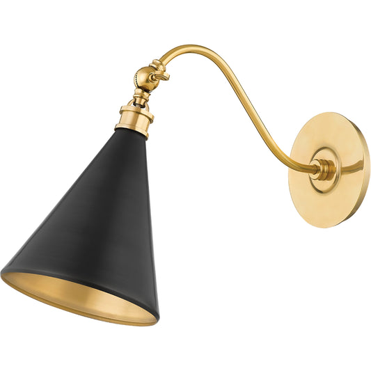 Osterley II Sconce by Hudson Valley in aged brass, antique distressed bronze. Made from brass in a modern style.