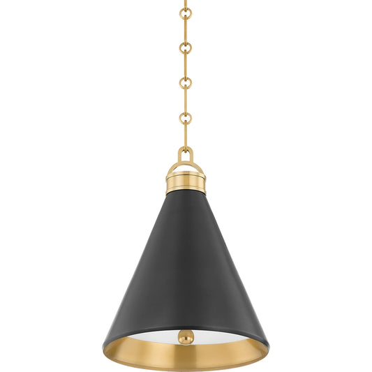 Osterley 1 Light Pendant by Hudson Valley in aged brass, antique distressed bronze. Made from brass in a modern style.