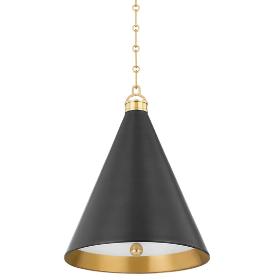 Osterley 1 Light Pendant by Hudson Valley in aged brass, antique distressed bronze. Made from brass in a modern style.