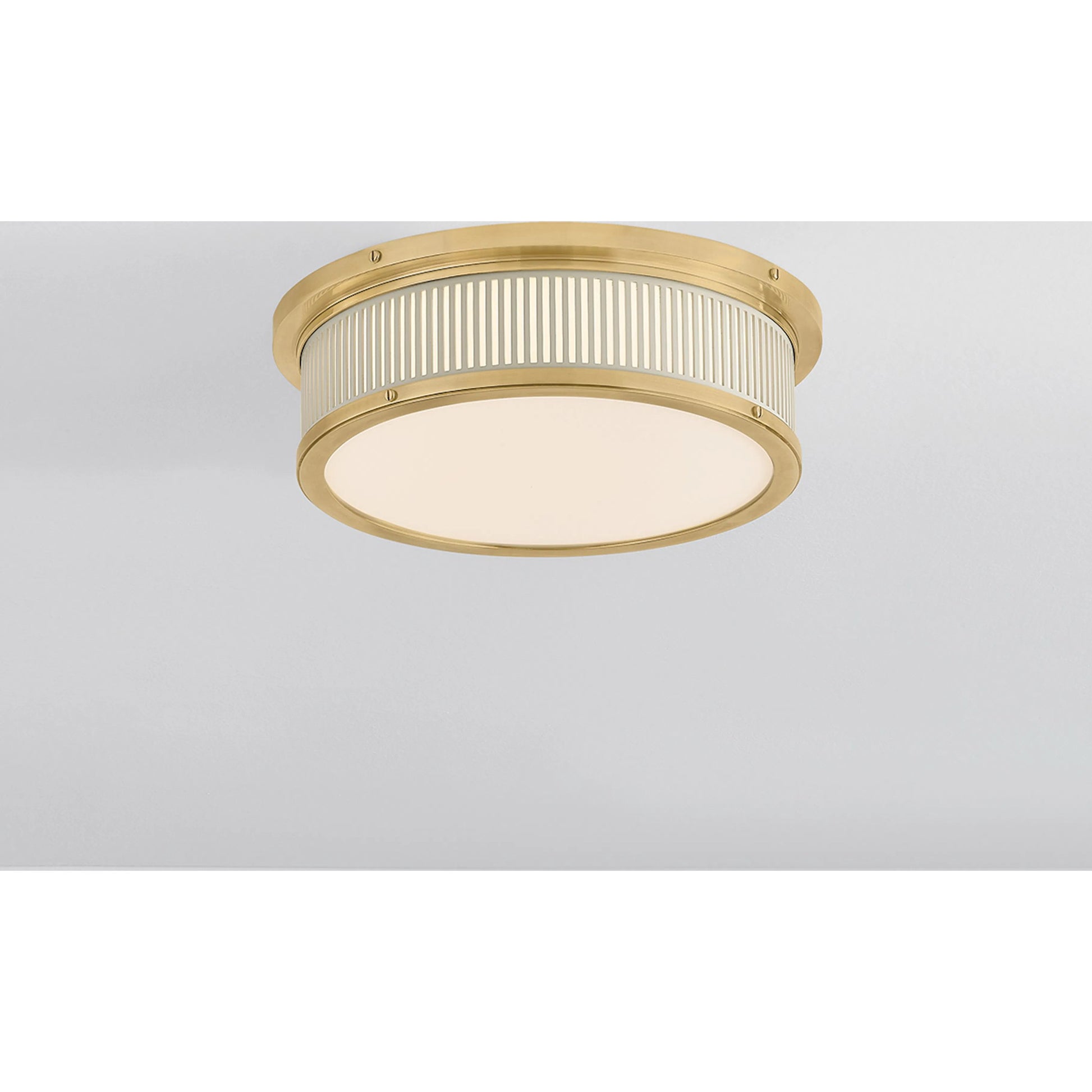 Ashdown Round Flush Mount by Hudson Valley. Made from brass in a eclectic & global style.