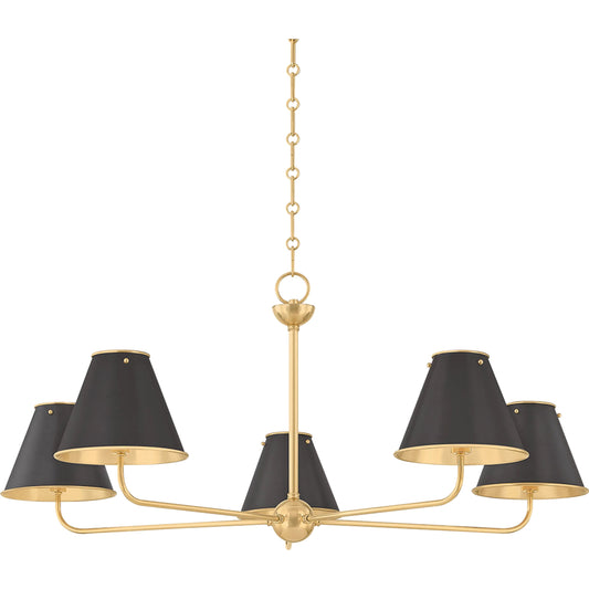 Burghley Chandelier by Hudson Valley. Made from brass in a unique style.