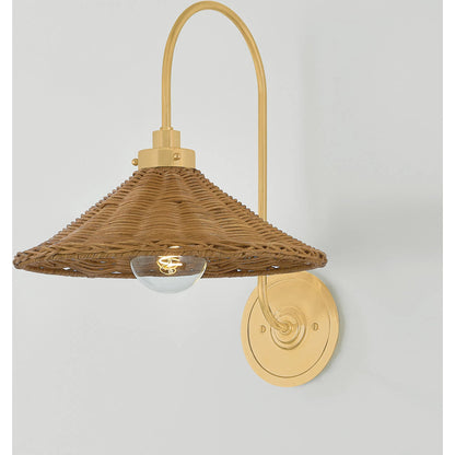 Kensington Wall Sconce by Hudson Valley in aged brass. Made from brass in a rustic style.