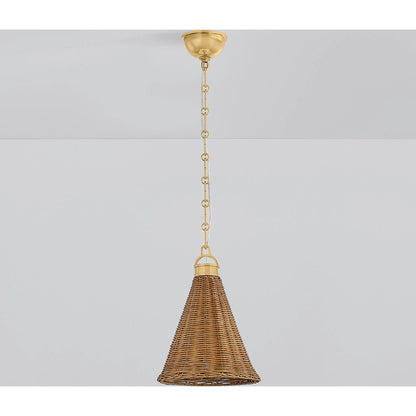 Kensington Pendant by Hudson Valley in aged brass. Made from brass in a rustic style.