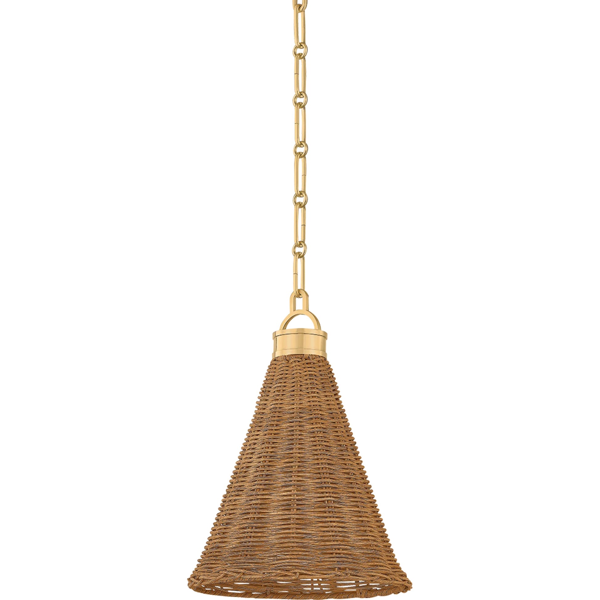 Kensington Pendant by Hudson Valley in aged brass. Made from brass in a rustic style.