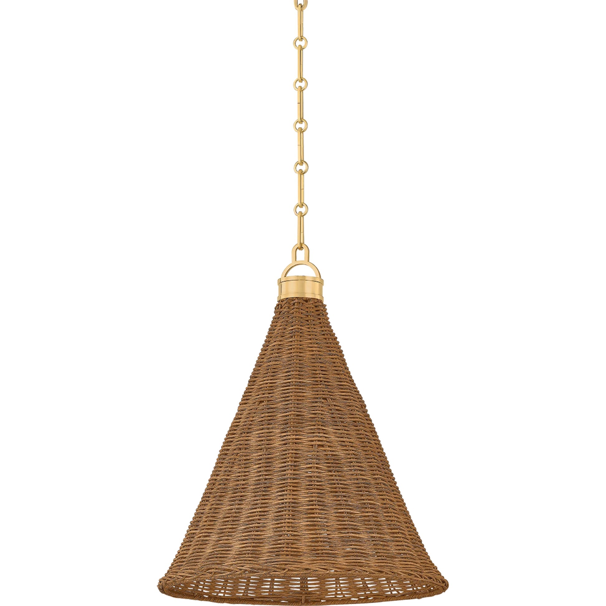Kensington Pendant by Hudson Valley in aged brass. Made from brass in a rustic style.