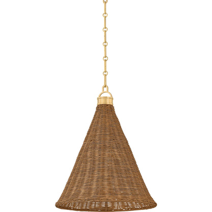 Kensington Pendant by Hudson Valley in aged brass. Made from brass in a rustic style.