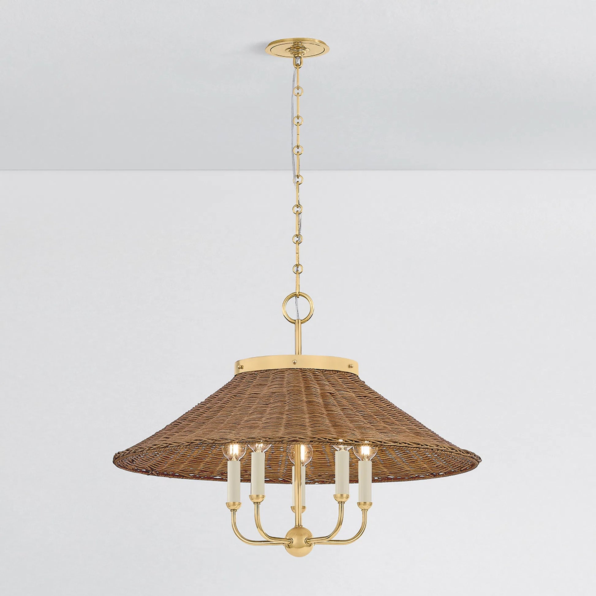 Kensington Chandelier by Hudson Valley in aged brass. Made from brass in a rustic style.