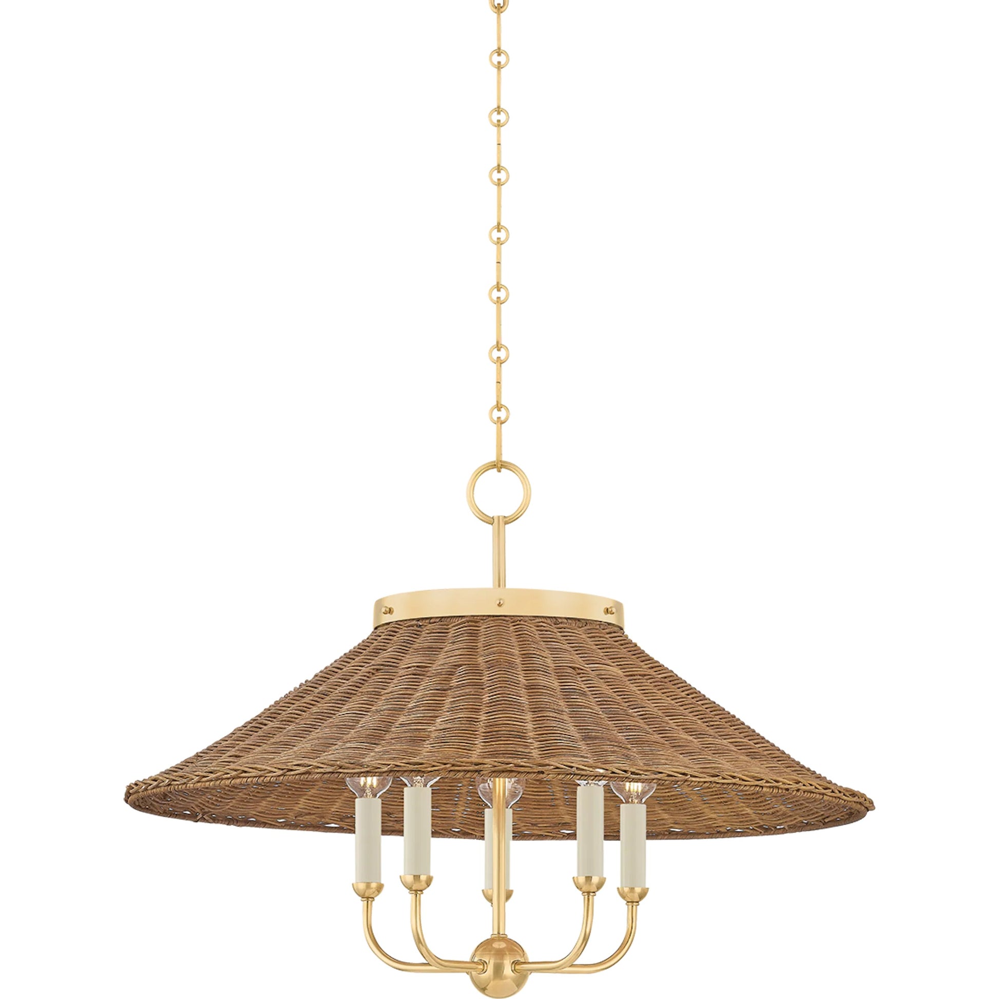 Kensington Chandelier by Hudson Valley in aged brass. Made from brass in a rustic style.