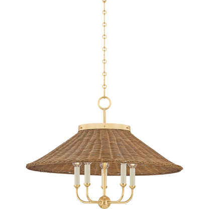 Kensington Chandelier by Hudson Valley in aged brass. Made from brass in a rustic style.