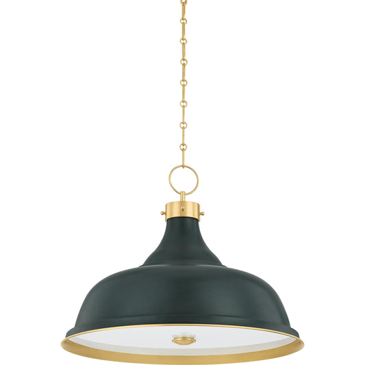 Painted No. 1 Pendant by Hudson Valley. Made from brass in a unique style.
