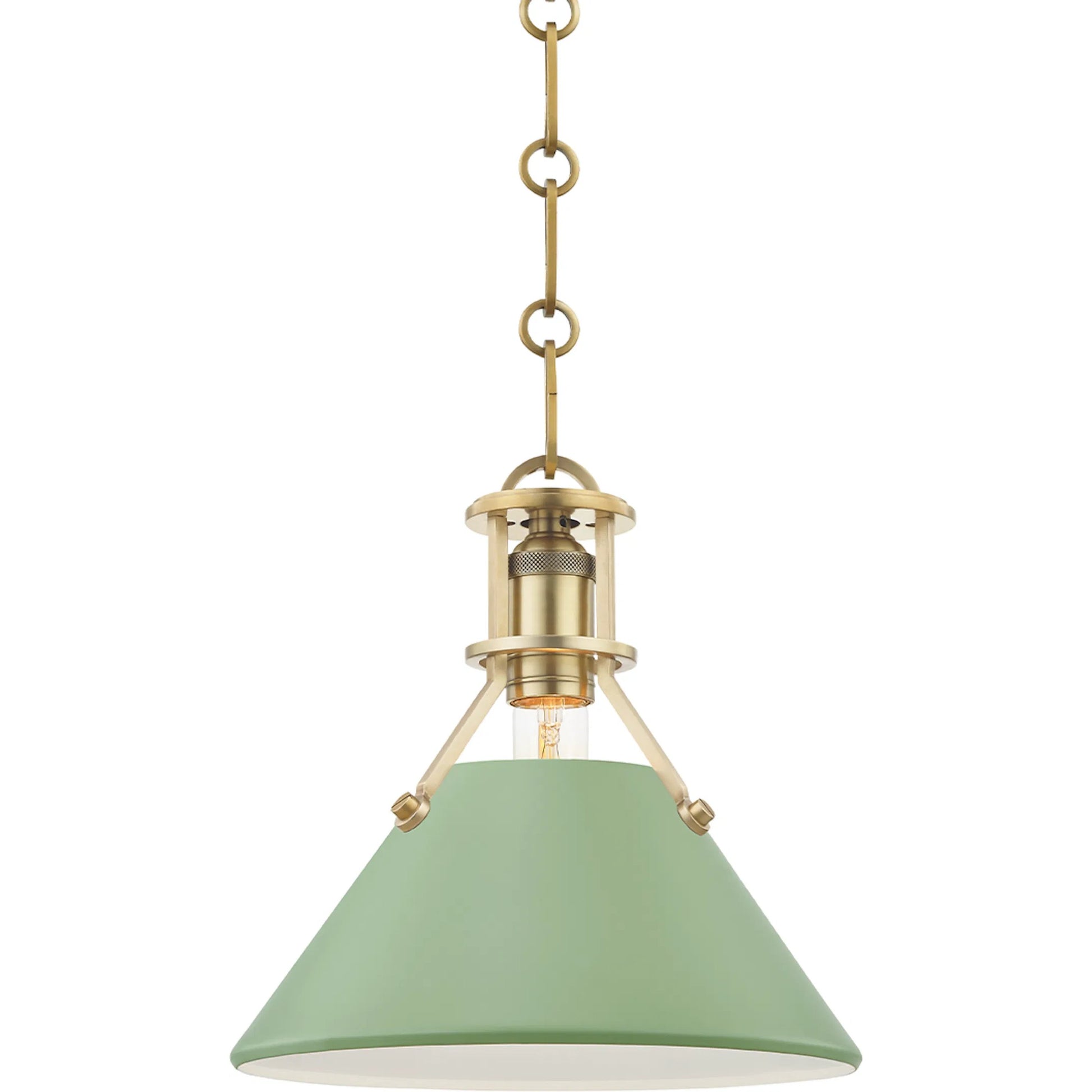Painted NO.2 Pendant by Hudson Valley. Made from brass in a cottage & farmhouse style.