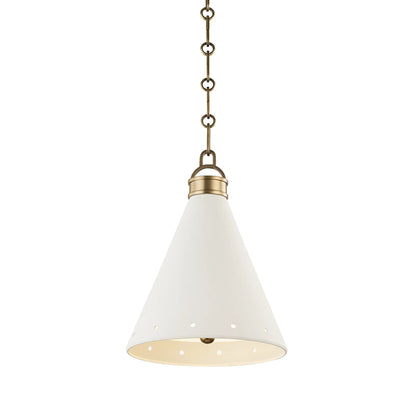 Plaster NO.1 1 Light Pendant by Hudson Valley in aged brass white plaster. Made from steel in a modern style.