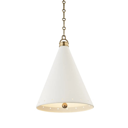 Plaster NO.1 1 Light Pendant by Hudson Valley in aged brass white plaster. Made from steel in a modern style.